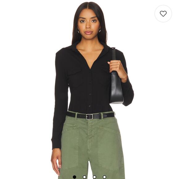 Nilli Lotan Liam Jersey Shirt Button Front Shirt Charcoal Black Size S NWOT - Picture 3 of 11